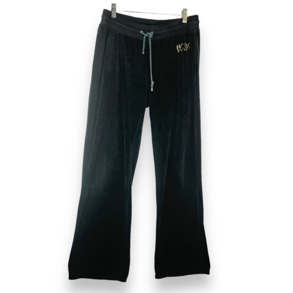 BCBGMaxAzria Black Track Pants with Drawstring velour sweatpants